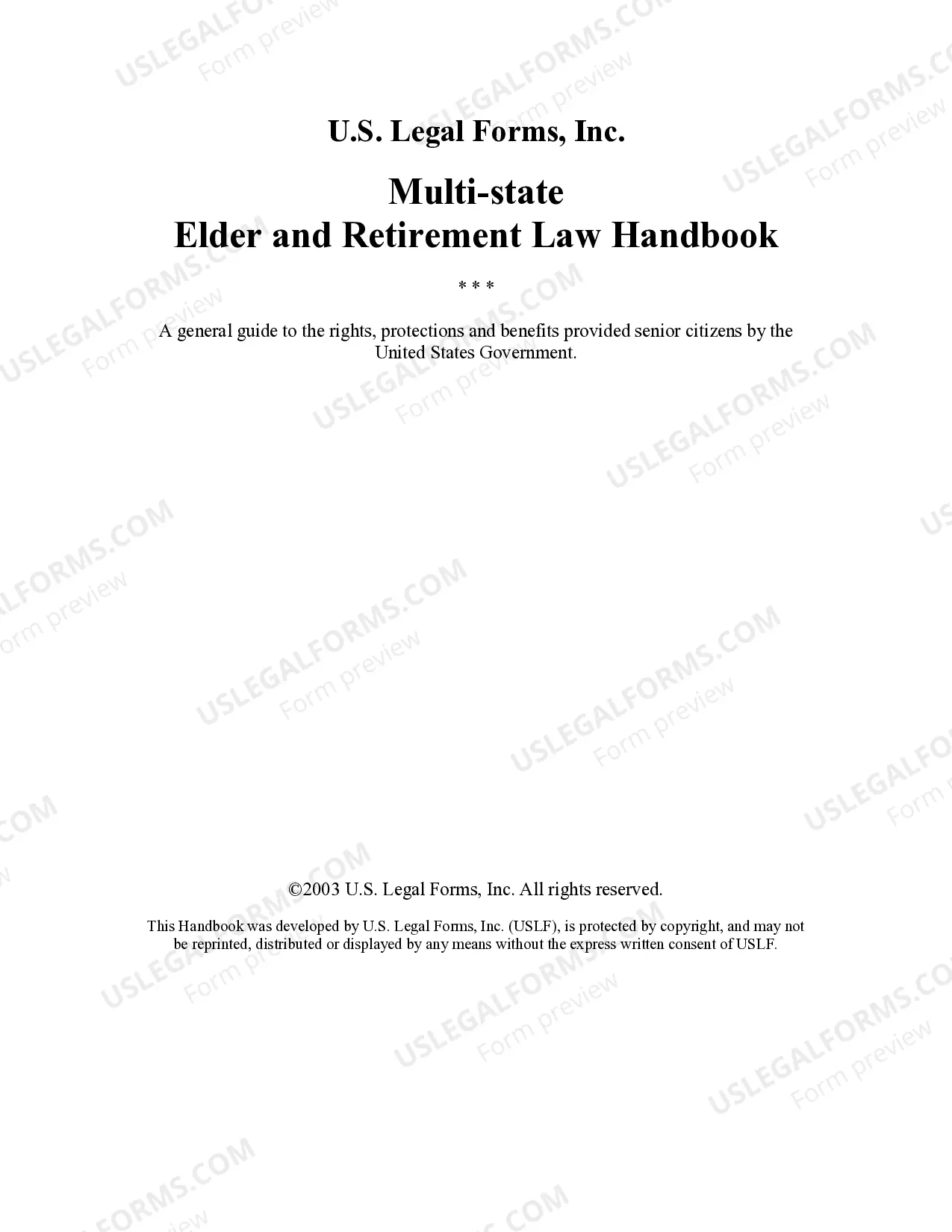 USLF Multistate Elder and Retirement Law Handbook - Guide Thumbnail