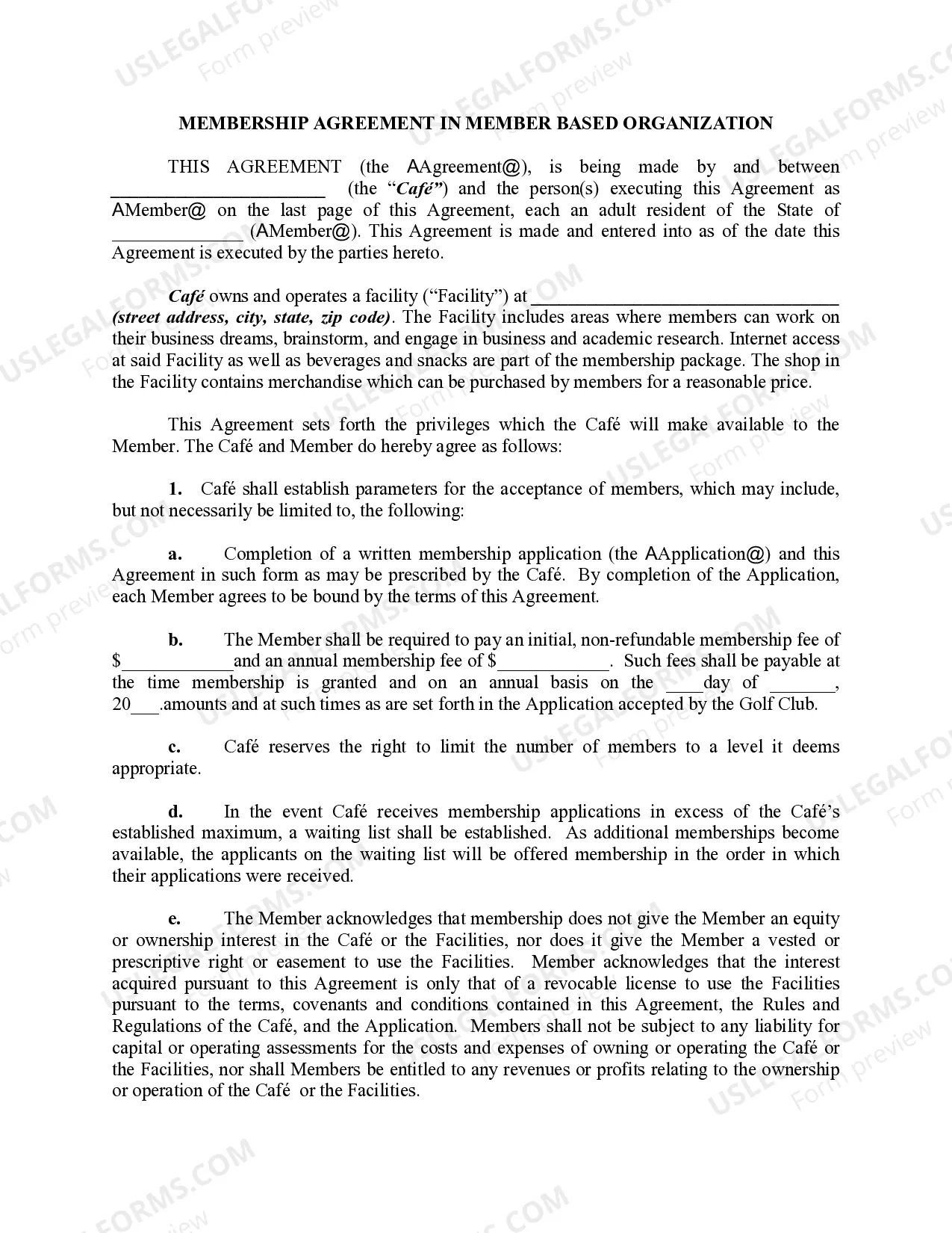 Membership Agreement in Member Based Organization Thumbnail