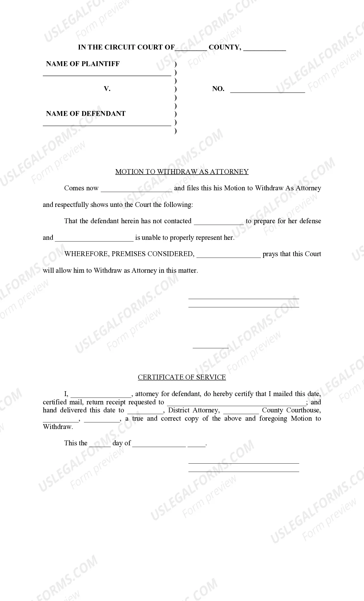 Motion to Withdraw as Attorney Thumbnail