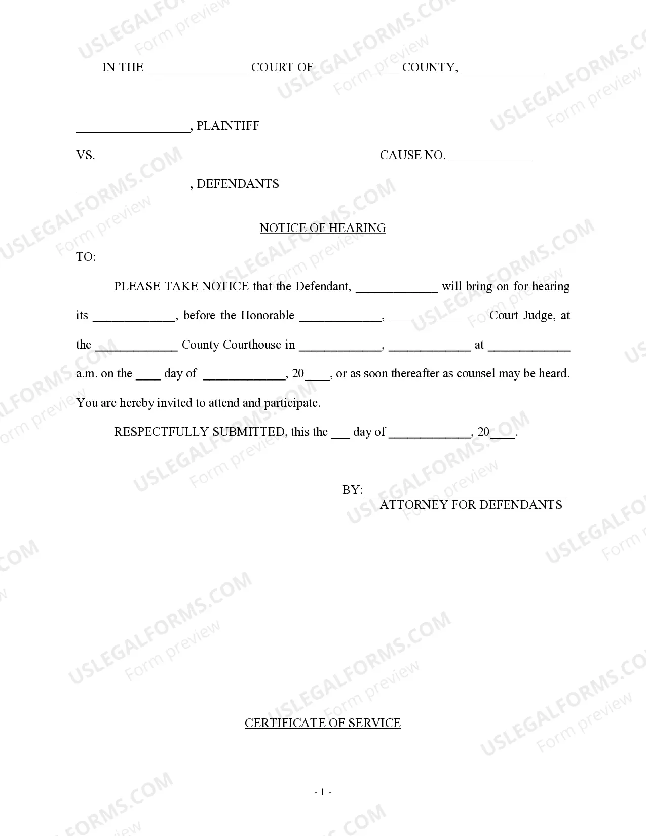 Notice of Hearing Thumbnail