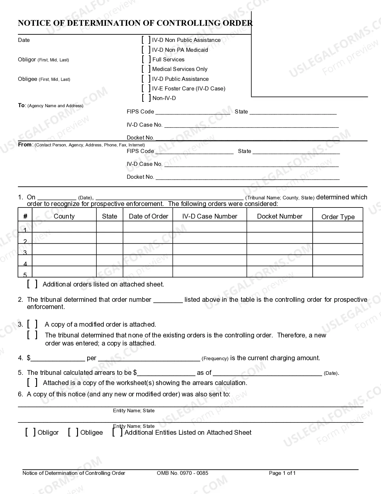 Notice of Determination of Controlling Order and Instructions Thumbnail