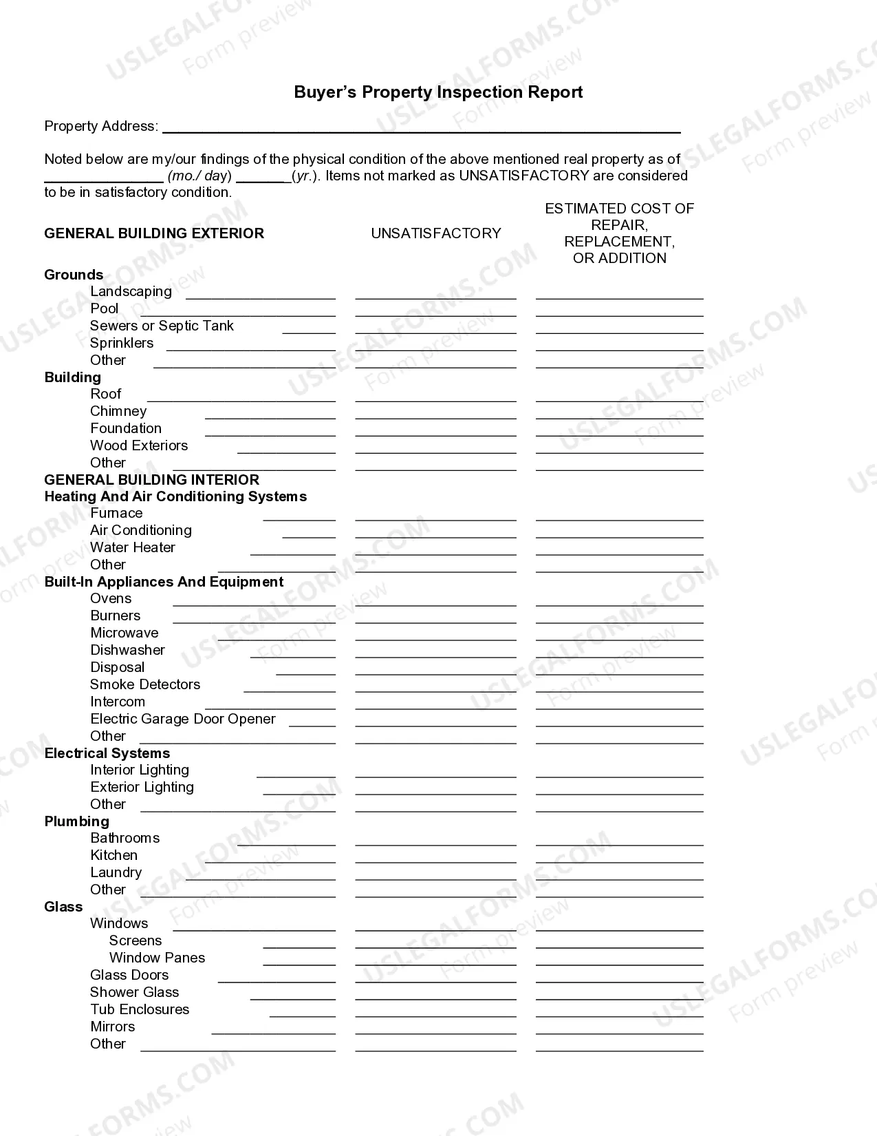 Buyer's Property Inspection Report Thumbnail