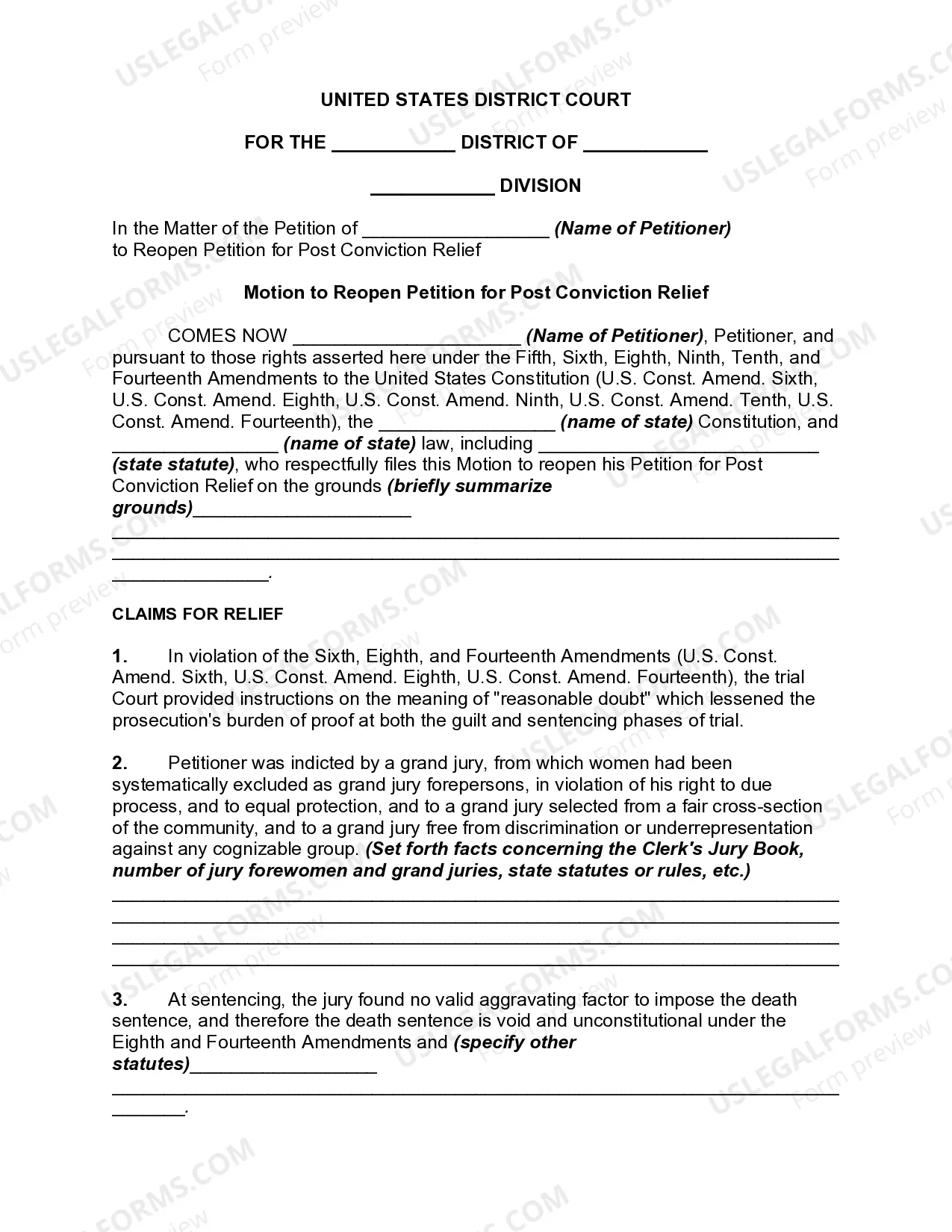 Motion to Reopen Petition for Post Conviction Relief Thumbnail