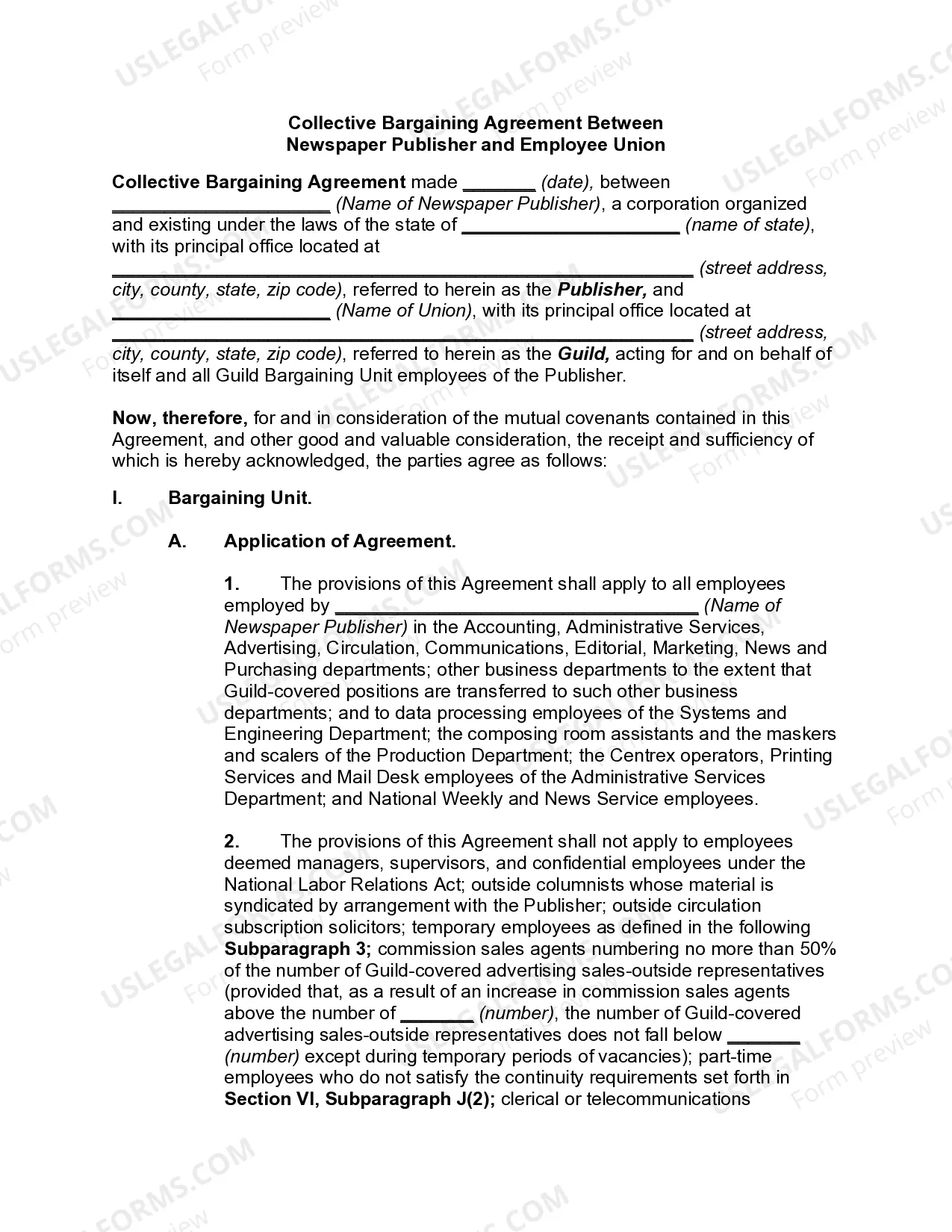 Collective Bargaining Agreement Between Newspaper Publisher and Employee Union Thumbnail