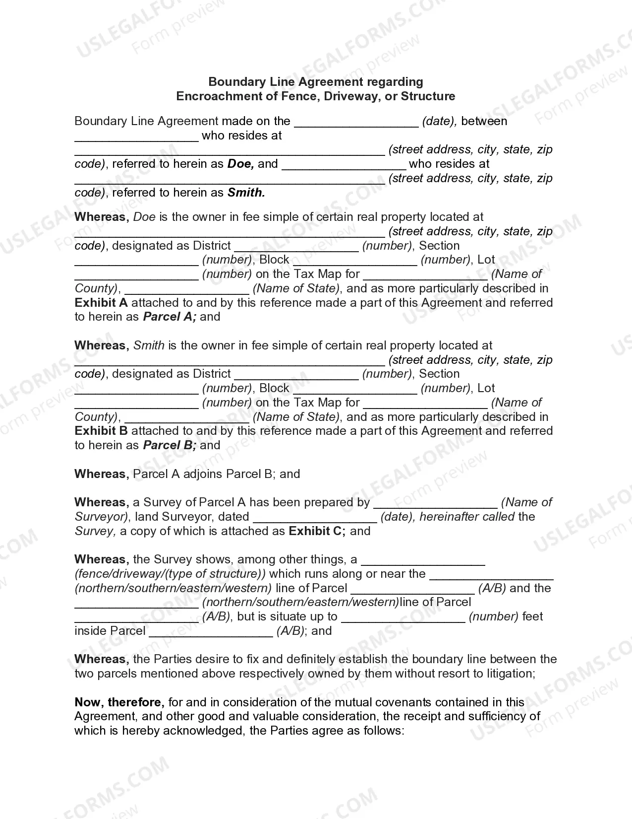 Boundary Line Agreement regarding Encroachment of Fence, Driveway, or Structure Thumbnail