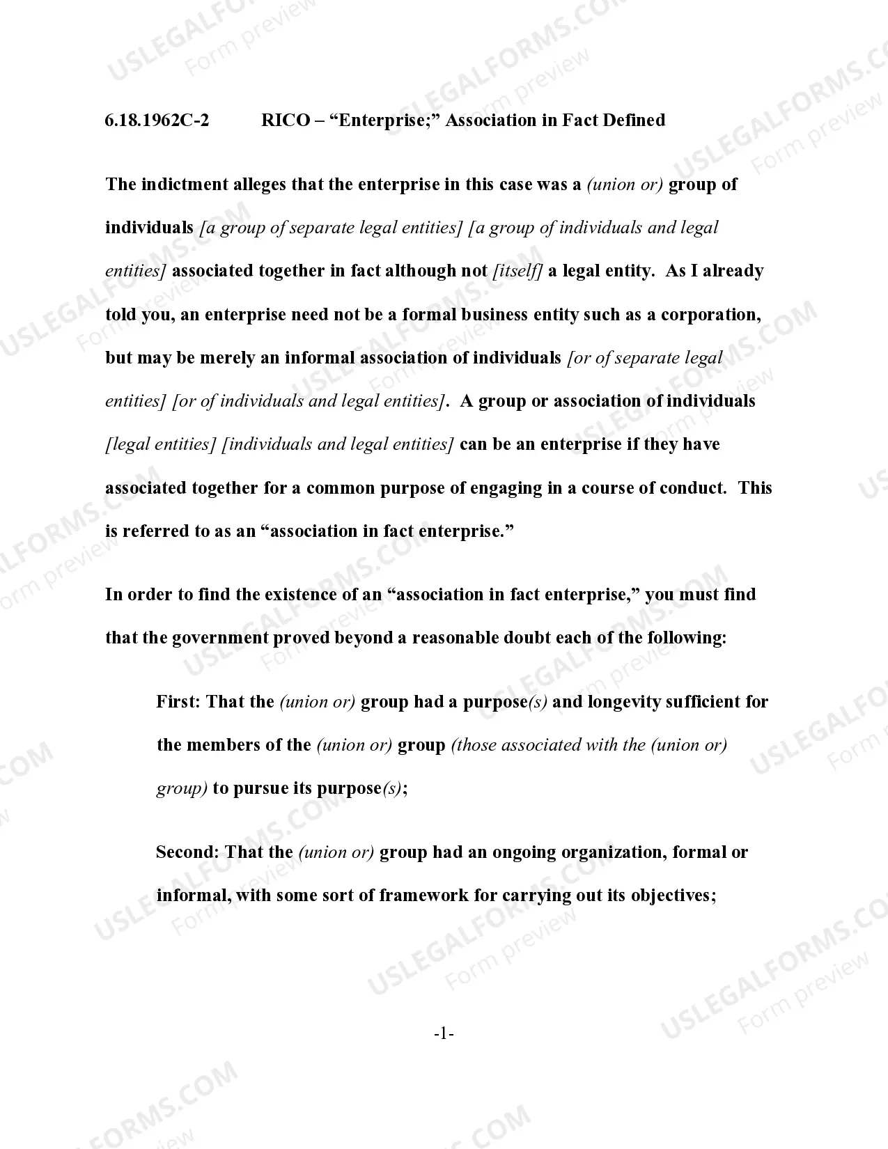 RICO - "Enterprise;" Association in Fact Defined Thumbnail