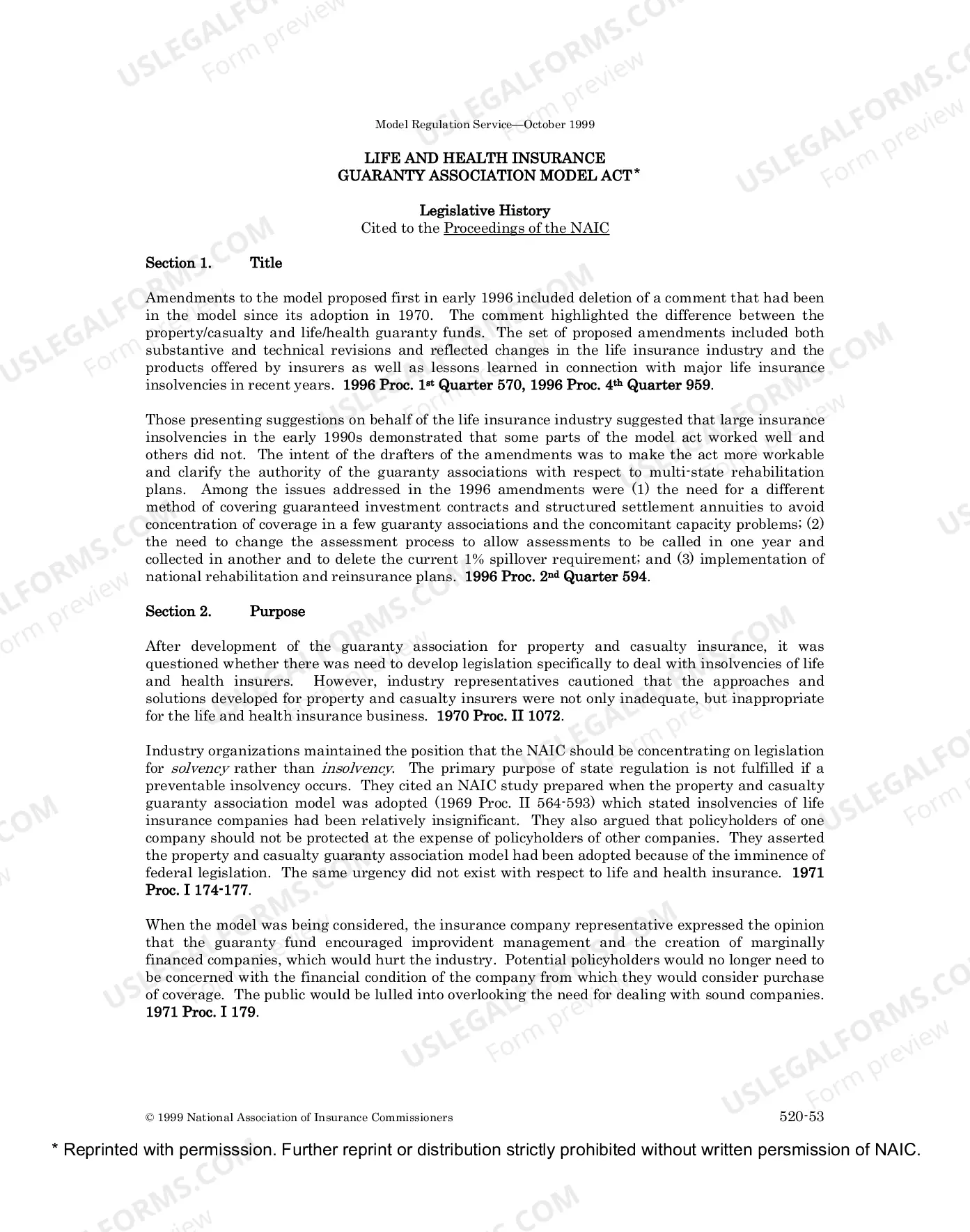 Life and Health Insurance Guaranty Association Model Act Legislative History Thumbnail