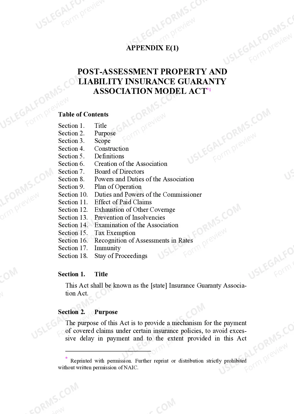 Post Assessment Property and Liability Insurance Guaranty Association Model Act Thumbnail