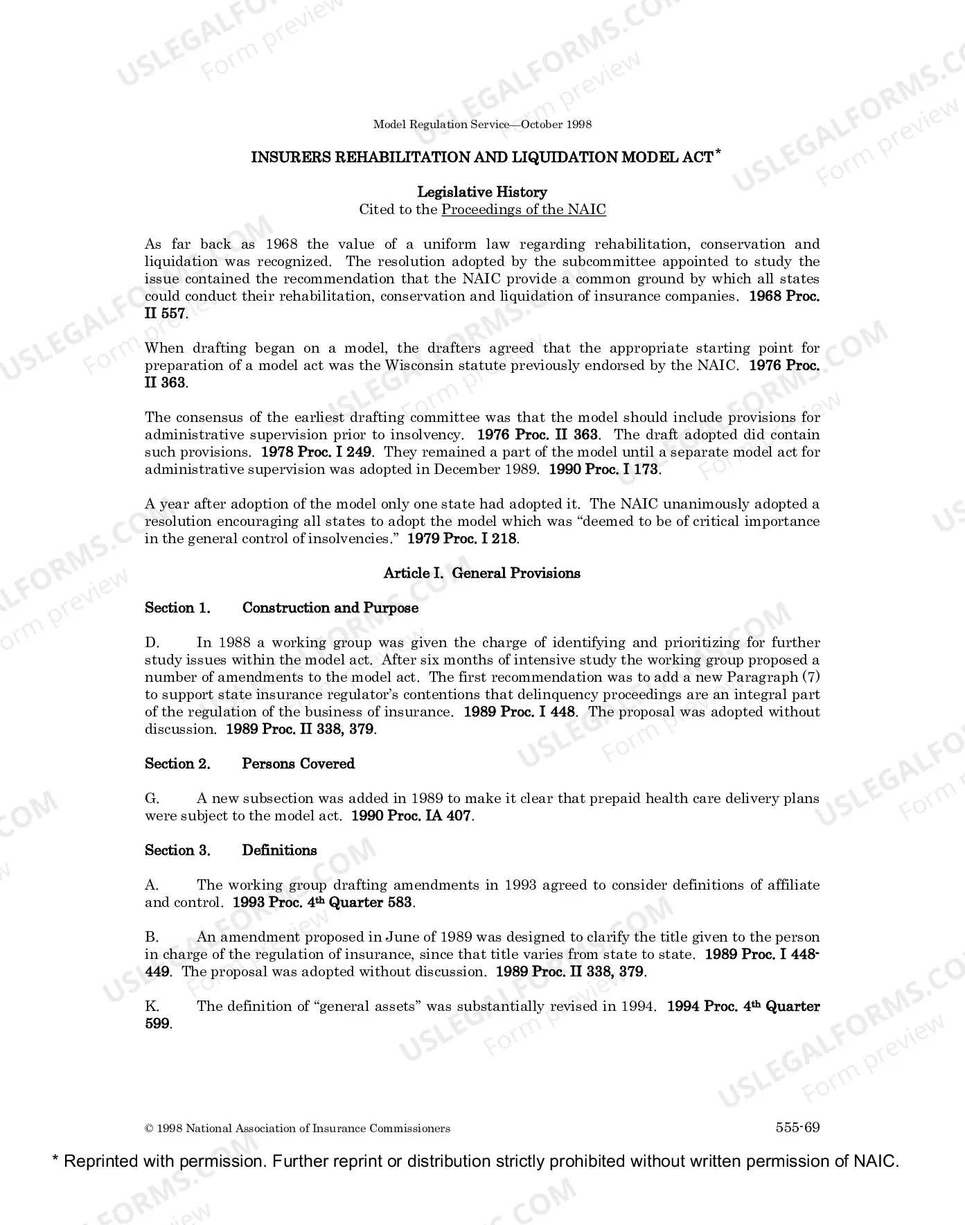 Insurers Rehabilitation and Liquidation Model Act Legislative History Thumbnail