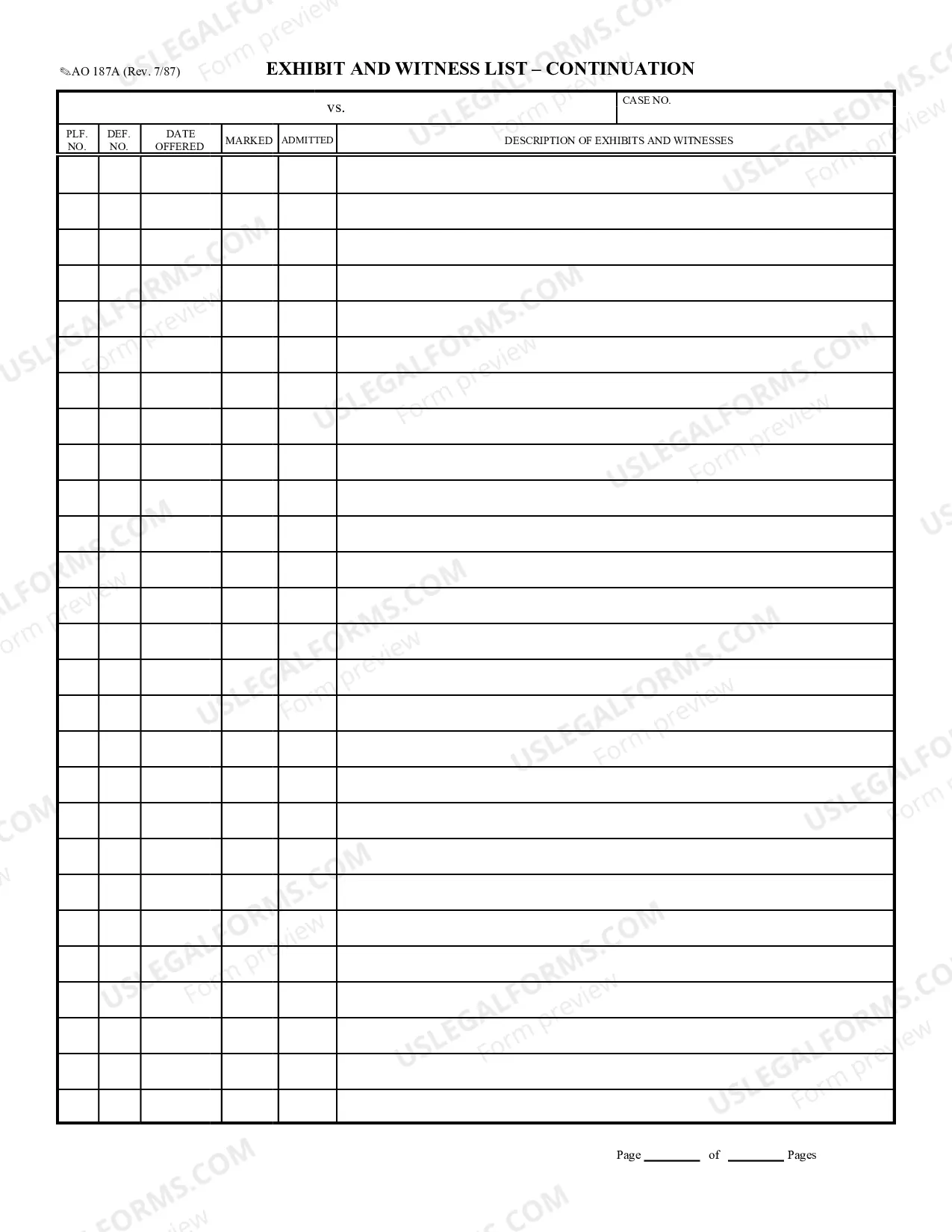 Exhibit and Witness List - Continuation Thumbnail