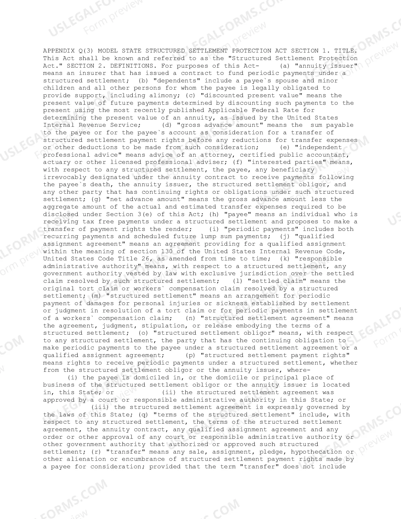 Model State Structured Settlement Protection Act Thumbnail