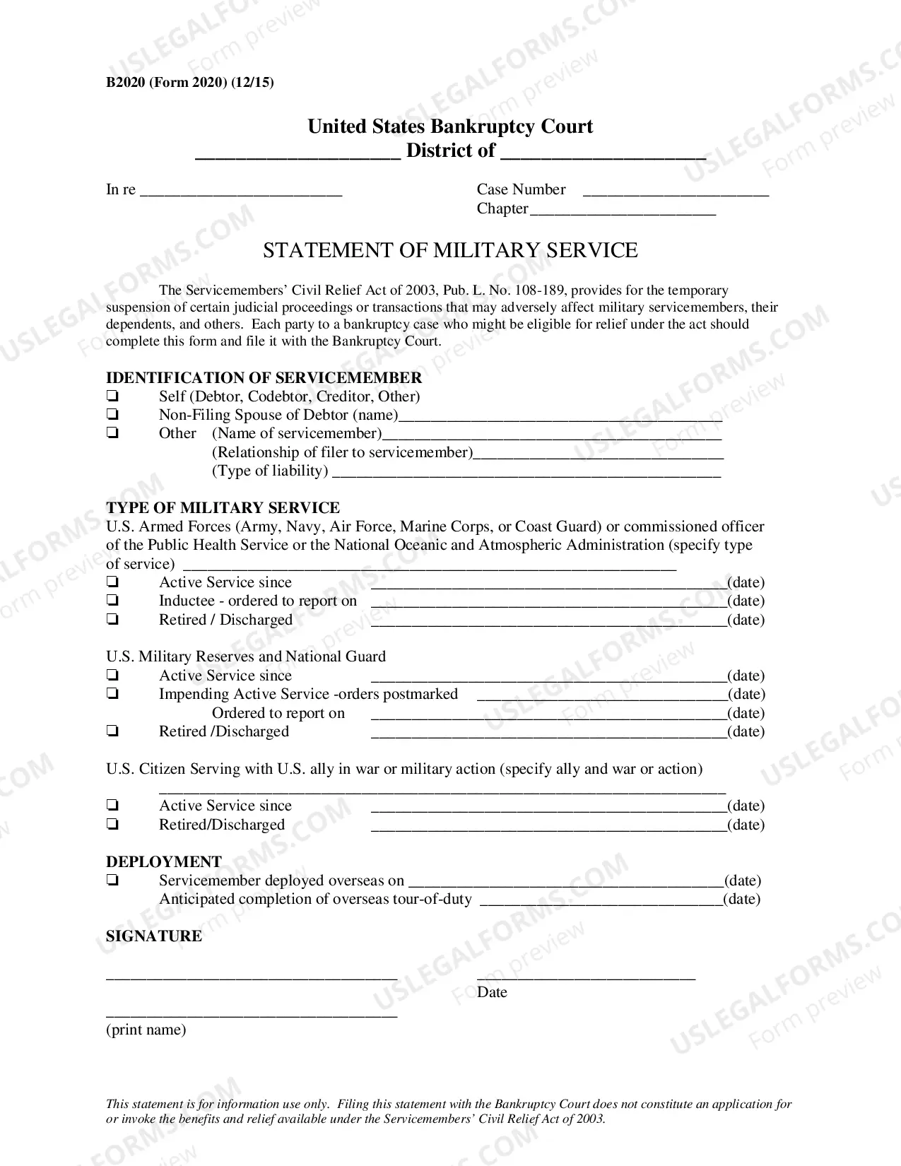 Statement of Military Service Thumbnail