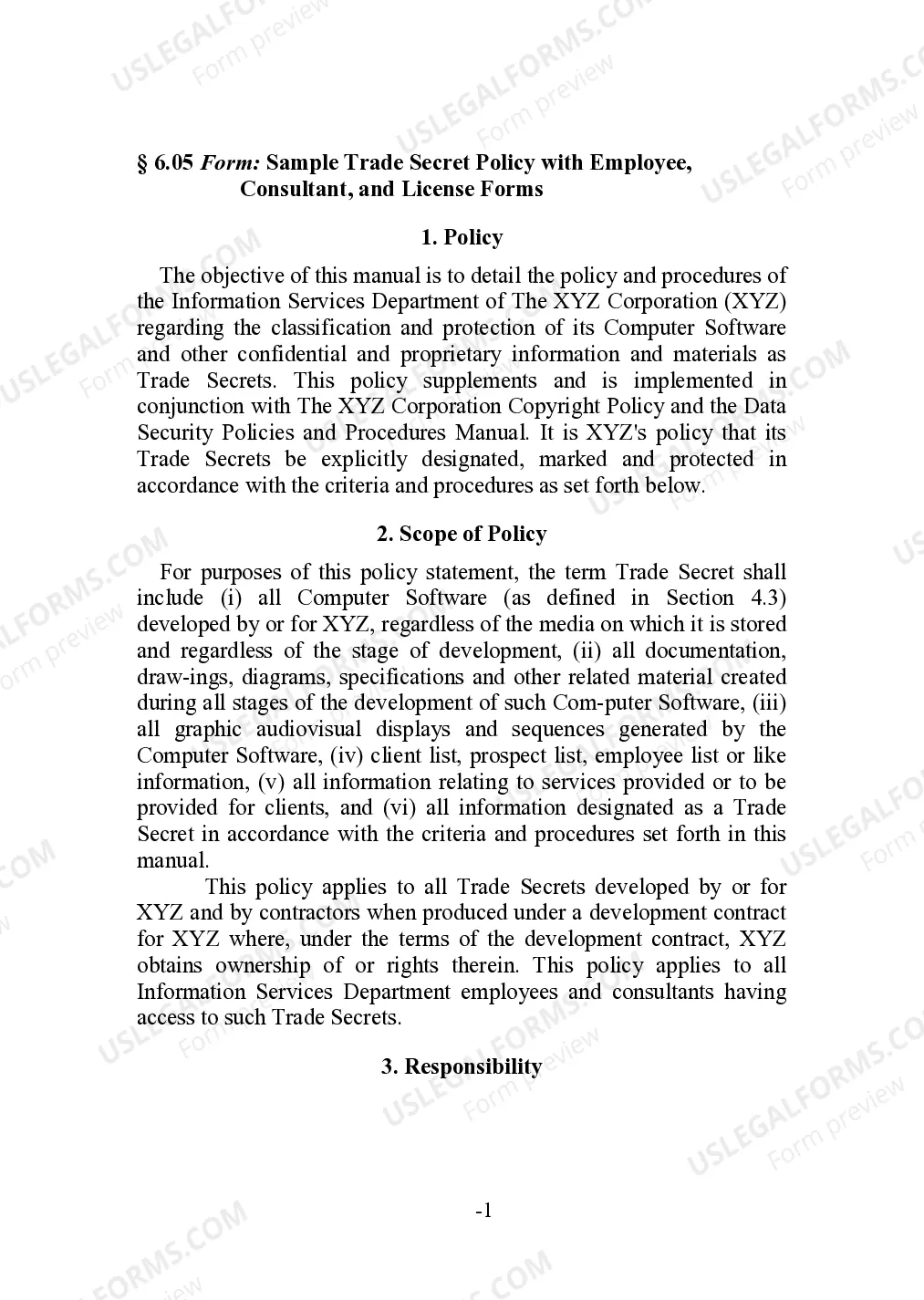 Sample Trade Secret Policy with Employee, Consultant, and License Forms Thumbnail