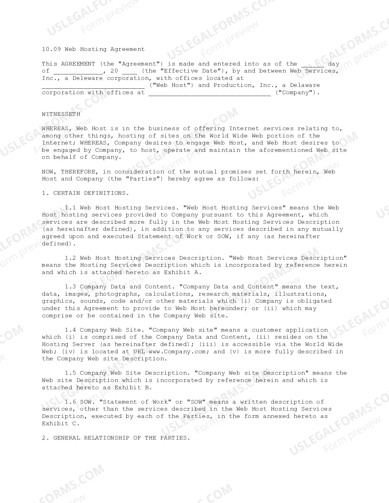 Web Hosting Agreement Thumbnail