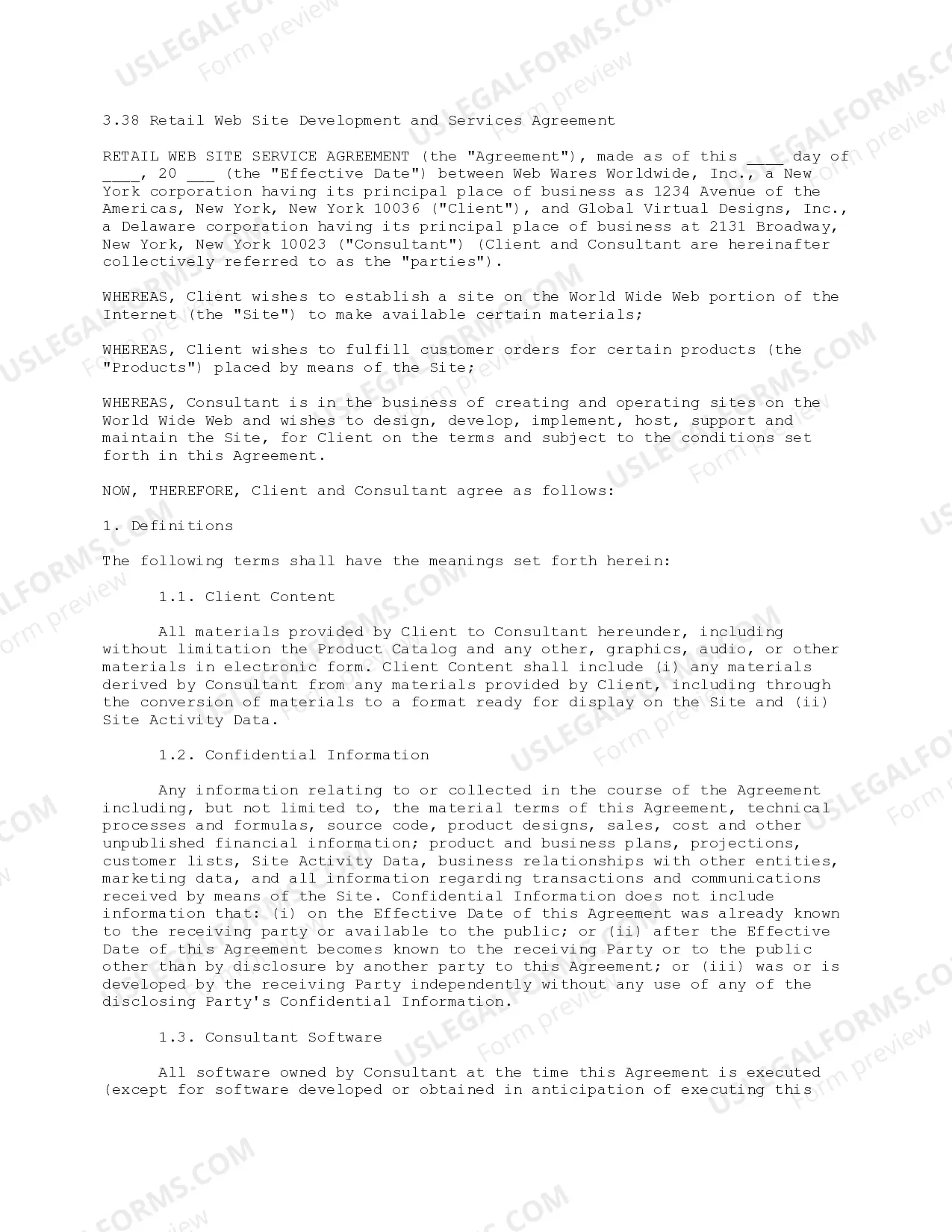 Retail Web Site Development and Services Agreement Thumbnail