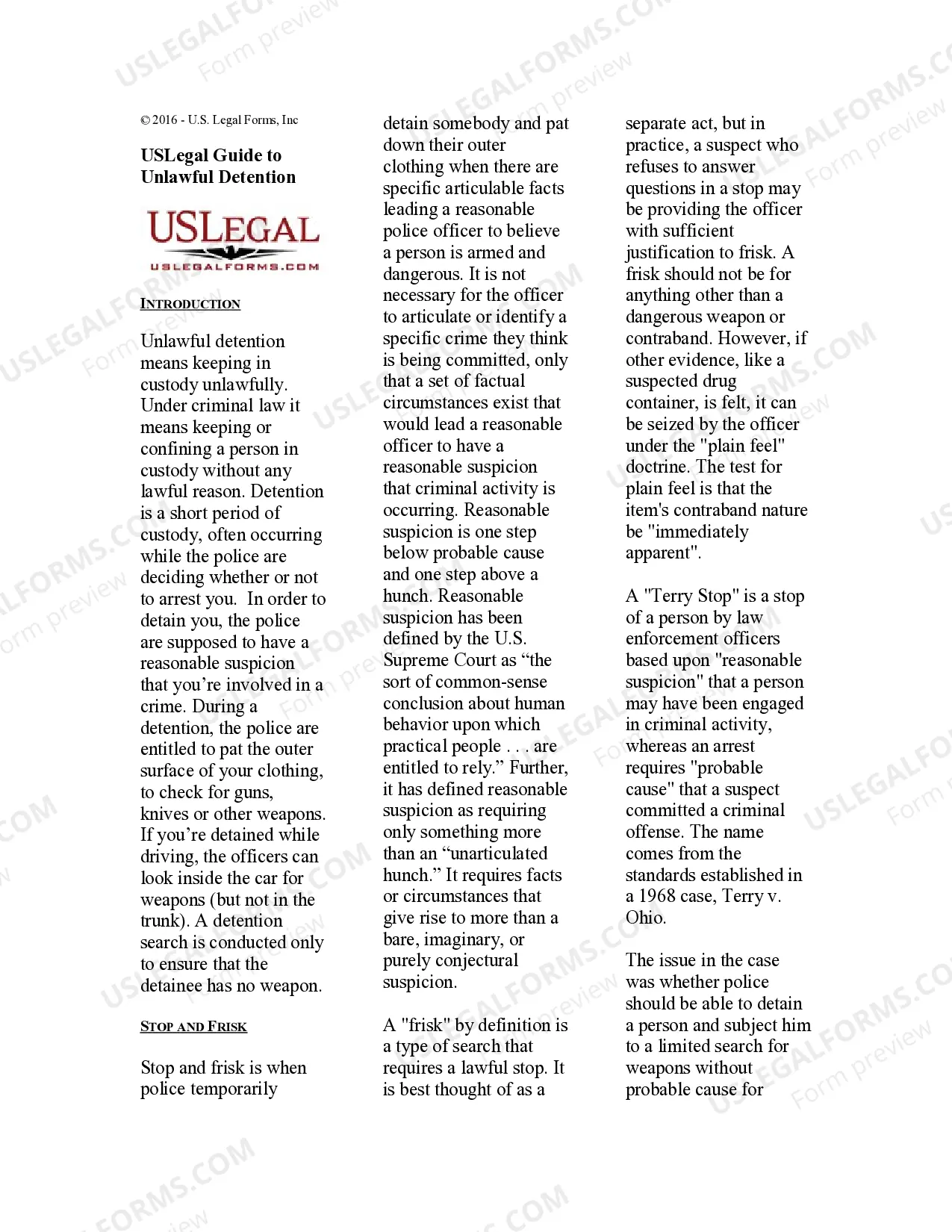 USLegal Guide to Unlawful Detention Thumbnail