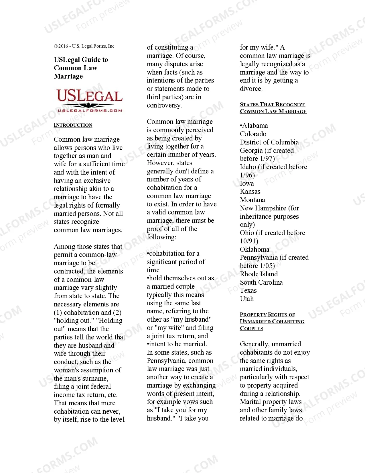 USLegal Guide to Common Law Marriage Thumbnail