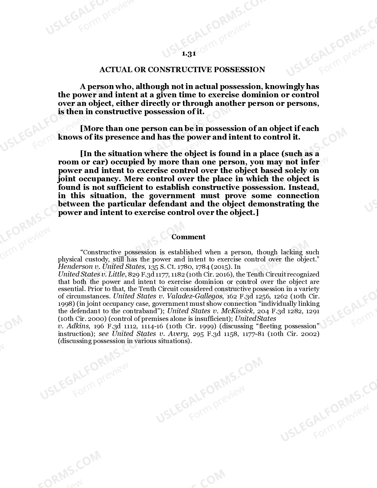 ACTUAL OR CONSTRUCTIVE POSSESSION Thumbnail